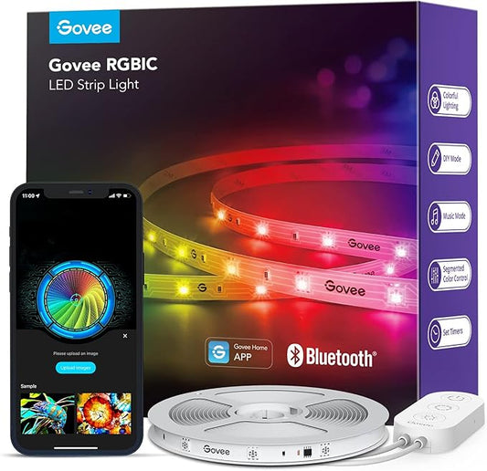 Govee RGBIC LED Strip Lights, 32.8ft Smart LED Lights for Bedroom, Bluetooth LED Lights APP Control, DIY Multiple Colors on One Line, Color Changing LED Strip Lighting Music Sync, Home Decor
