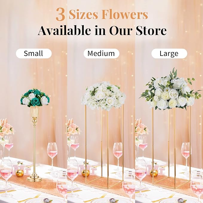 NUPTIO Flower Wedding Centrepieces for Tables - 6 Pcs 9.5in Diameter Teal & White Artificial Flowers Rose Ball for Centerpieces Table - Fake Rose Arrangements for Weddings Birthday Party Decorations