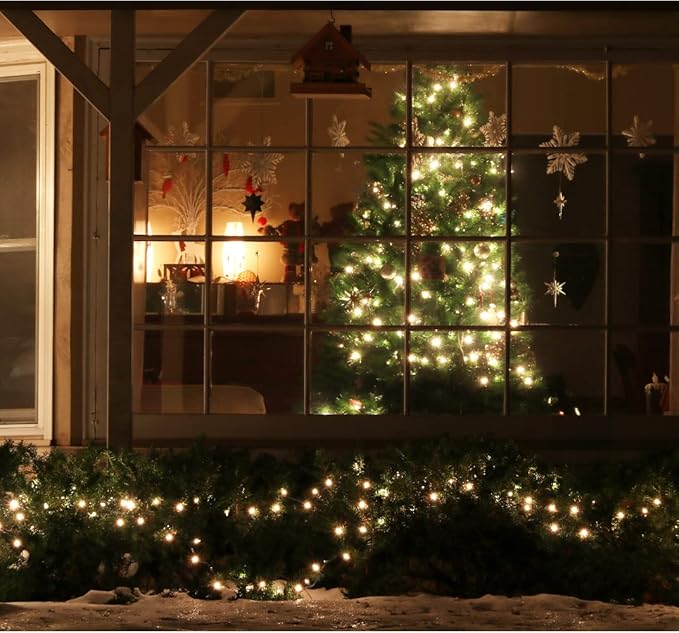 LAMPHOME Super-Bright Extendable Warm White Christmas Lights Decoration 100Lights 19.6ft UL Certified Mini Bulb String Lights Set for Outdoor Christmas Tree Garden Holiday Party Patio Wedding Decor