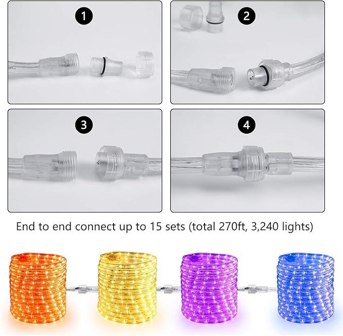 Brizled Purple Rope Lights, 18ft 216 LED Purple Halloween Lights, 120V Plugin Rope Light Connectable, Indoor Outdoor Halloween Light, Waterproof Holiday Lighting for Patio Xmas Deck Pool Camping Decor