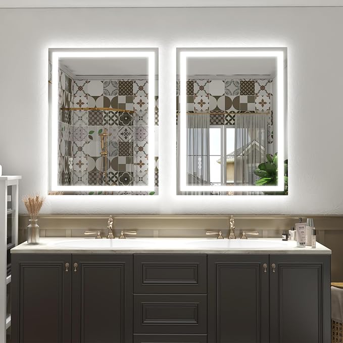 44x36 LED Lighted Mirror for Bathroom Wall Mounted, Dimmable Vanity Mirror with Lights, Anti-Fog, ETL Listed (Backlit and Front Lighted)