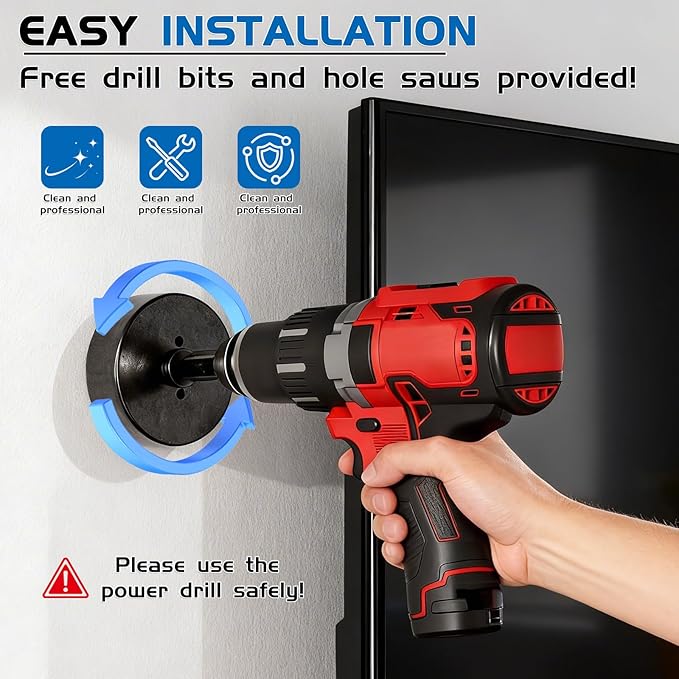 in Wall Cable Management Kit,All-in-One Voltage Adapted Cable Organizer, Streamline Wires for Living Room/Office | Easy Install Wall Wire Hider, with Drill Hardware in Wall Cable Management
