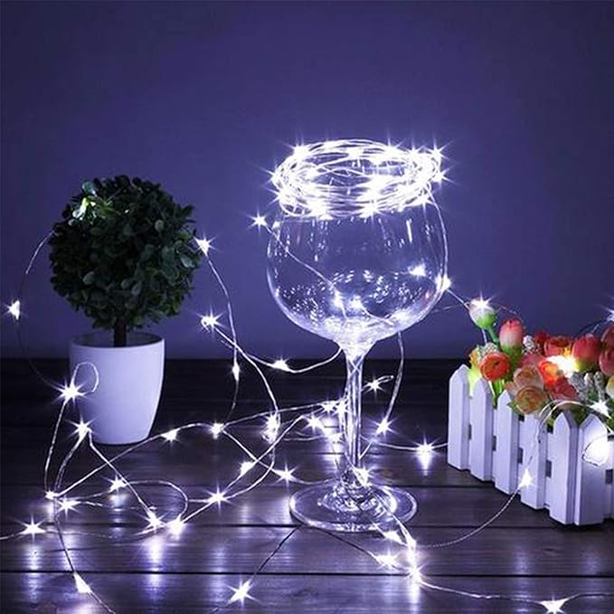 YJFWAL 24 Packs Fairy Lights Battery Operated, LED String Lights 10.2FT 30LEDs Waterproof Copper Wire Firefly Light, Mini Starry Moon Lights for DIY Crafts Wedding Party Christmas Decor (Cool White)