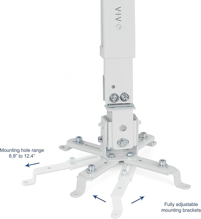 VIVO Universal Adjustable Wall Ceiling Projector Mount Bracket, Extendable Length Projection, White, MOUNT-VP06W