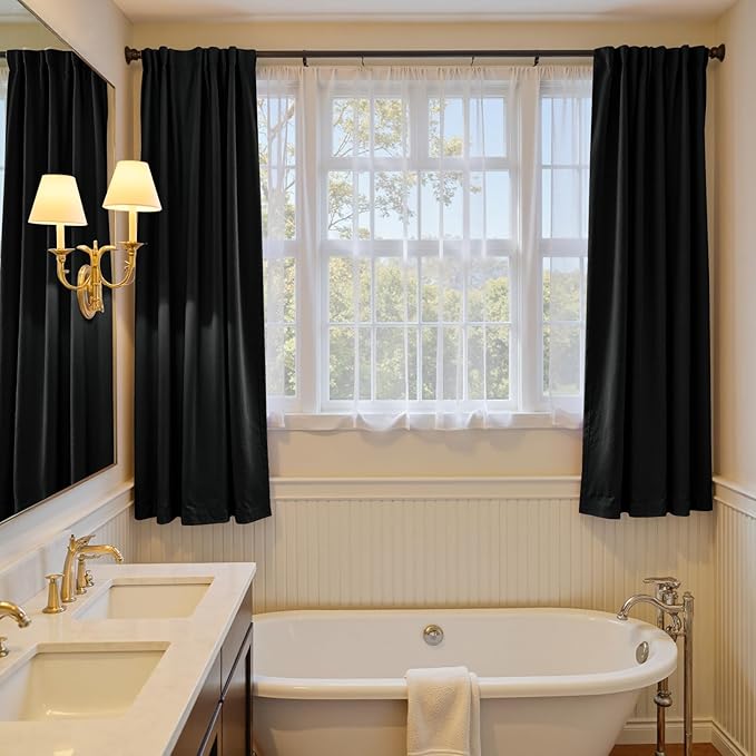 Lazzzy Velvet Blackout Curtains Thermal Insulated Room Window Drapes Super Soft Luxury Curtains for Living Room Bedroom Rod Pocket 2 Panels, Black, 52" W x 72" L