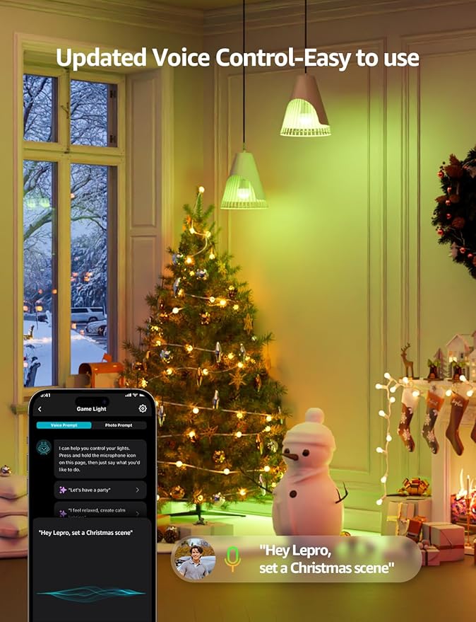 Lepro B1 AI Smart Light Bulbs - WiFi & Bluetooth RGBWW Color Changing LED Bulb Works with Alexa & Google Assistant, Personalized Al Lighting Designer, AI Voice Control, Music Sync, 2.4GHz Only, 2 Pack