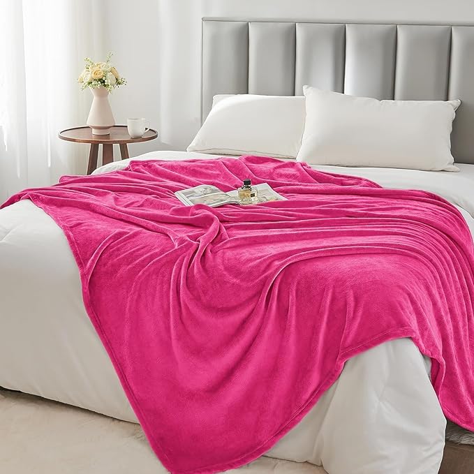 BEDELITE Fleece Blanket Hot Pink Throw Blanket for Couch & Bed, Luxury Plush Cozy Fuzzy Blanket 50" x 70", Super Soft Warm Lightweight Fall Throw Blanket for Travel Camping