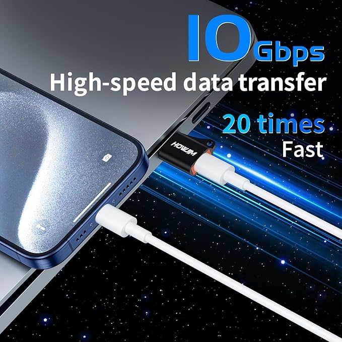 USB to USB C Adapter 4 Pack,USB C Female to USB 3.0 Male OTG Adapter,PD27W/66W Fast Charging 10Gbps Data Transfer for M-acBook Pad Phone 17/16/15 G-alaxy X-Peria Android Anti-Lost Lanyard Black