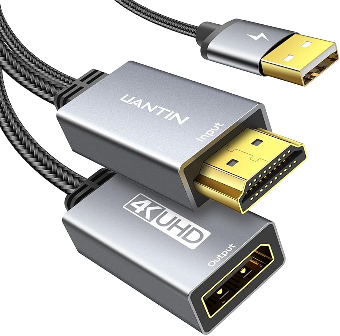 HDMI to DisplayPort Adapter | 4K@60Hz Active HDMI 2.0 Male to DP 1.2 Female Converter Uni-Directional HDMI Cable Support HDCP 2.2 for PC,AMD,NVIDIA,Dell,HP,Mac,NS,PS5,Xbox One/Series X