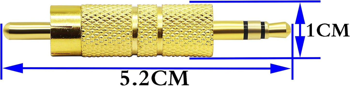 zdyCGTime Gold Plated 3.5MM to RCA Audio Adapter, Metal RCA Male to 3.5mm TRS Stereo Plug, 2-Pack.