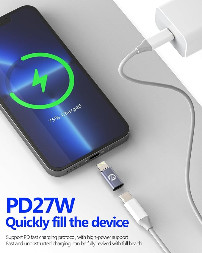 27W USB C to Lightning Adapter for Iphone 14 13 12 11 Pro Cable for Apple Mfi Type Female (3Pack) PD Charger Connector Converter Adaptador Tipo Port Thunderbolt Dongle for Ipad Air Lighting Male Power