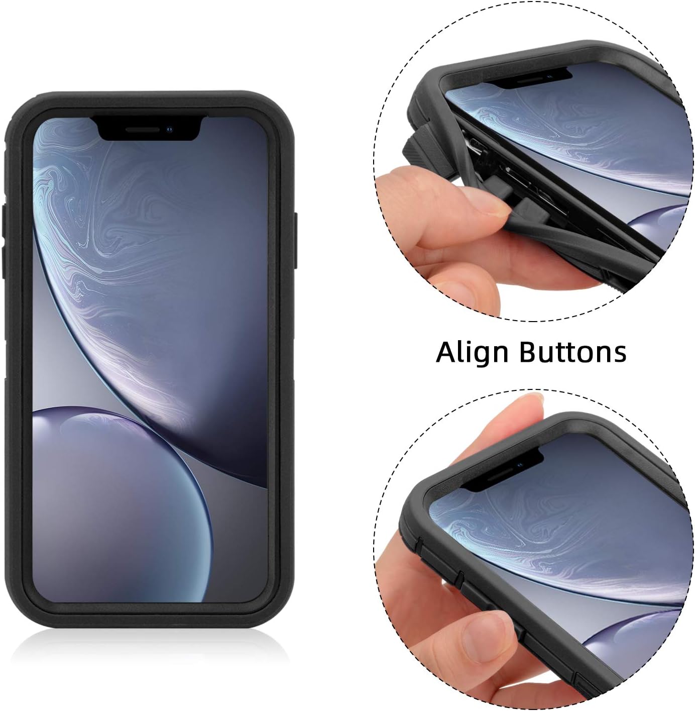 MAXCURY Heavy Duty iPhone XR Case, Shock Absorption Full Body Protective Case for iPhone 10R, Black