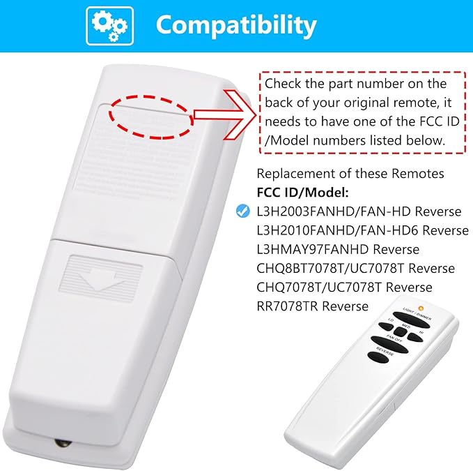 HD6 Replacement Remote for Hampton Bay Hunter Ceiling Fan Remote Control,303.9MHz w/Reverse Light Dimmer 3-Speed Wall Mount,for UC7078T CHQ7078T CHQ8BT7078T L3H2010FANHD Fan-HD HD6(Remote Only)