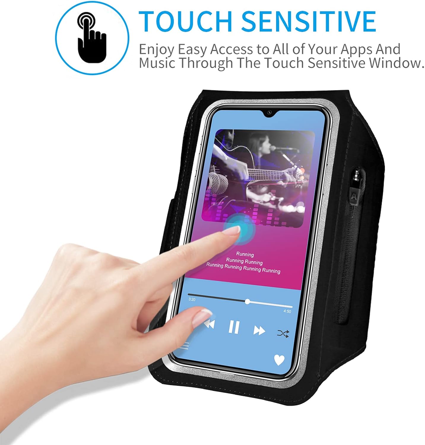 Running Armband with Earphone Bag, Cell Phone Holder for iPhone 16/15/14/13/12 Pro, Galaxy S21/S20