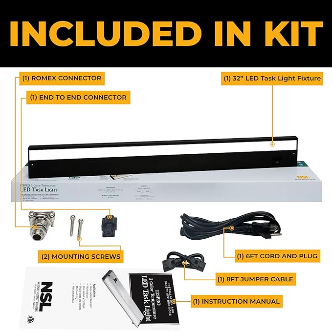 LED Under Cabinet Lighting Hardwired - 3CCT 32 Inch Black Finish - Undercabinet Lights for Kitchen - Linkable Undercounter Dimmable Plug in Light or Hard Wired - Under Counter Fixture Direct Wire