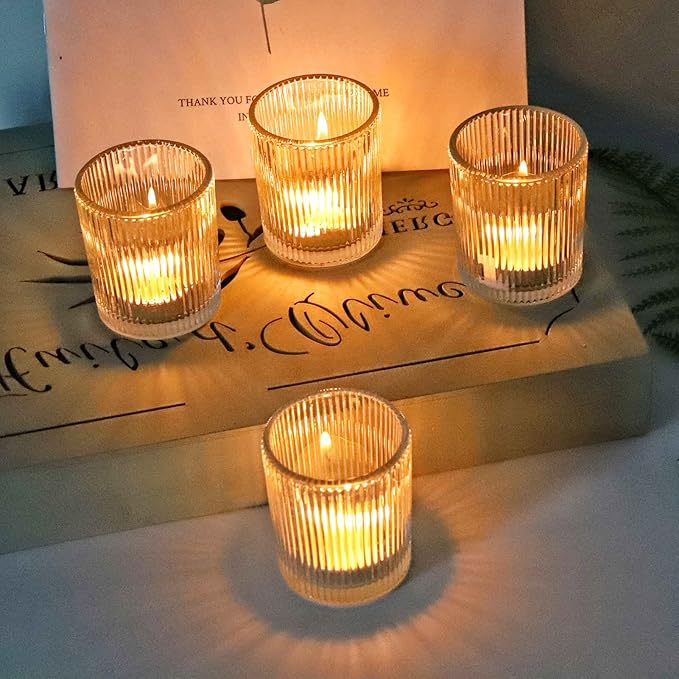 VOHO Clear Votive Candle Holders for Table Centerpiece, Glass Candle Holder Bulk Set of 12, Glass Votive Holder for Home Decor & Holiday Decor(2.1 x 2.6 Inch, Clear)