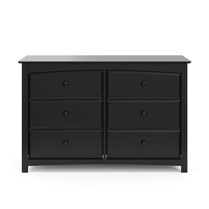 Storkcraft Kenton 6 Drawer Double Dresser (Black) – Dresser for Kids Bedroom, Nursery Dresser Organizer, Chest of Drawers for Bedroom with 6 Drawers, Universal Design for Children’s Bedroom