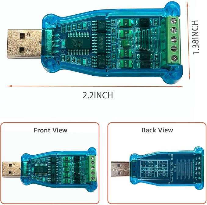 DSD TECH SH-U11 USB to RS485 RS422 Converter with FTDI FT232R Chip Work for Modbus