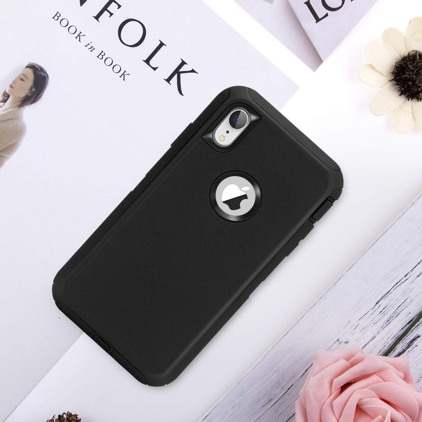 MAXCURY Heavy Duty iPhone XR Case, Shock Absorption Full Body Protective Case for iPhone 10R, Black