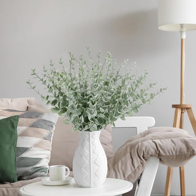 100 Pcs Eucalyptus Stems Faux Greenery Artificial Eucalyptus Leaves Eucalyptus Decor Greenery Stems Faux Greenery Branches for Wedding Centerpiece Flowers Bouquet Farmhouse Home Decor (Light Green)