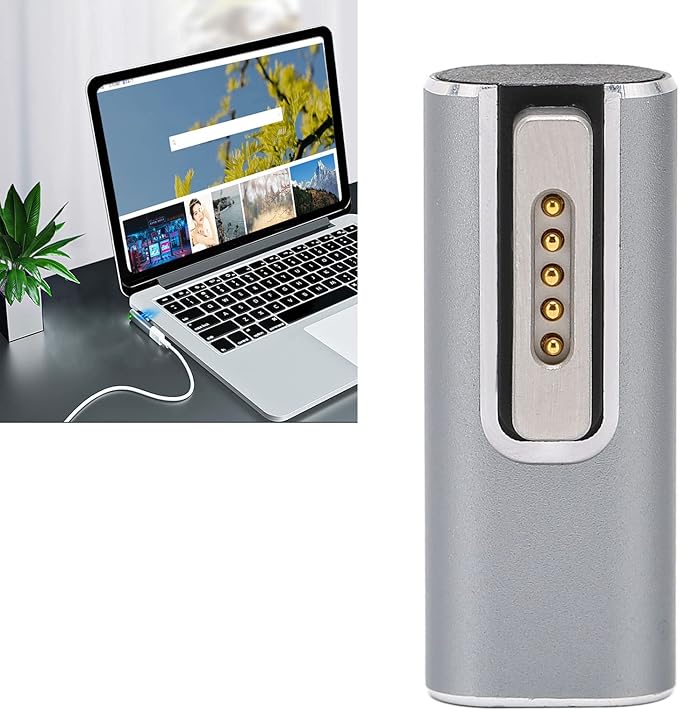 Watris Veiyi USB C to Magnetic T-Tip Adapter, Female Type-C to Magnetic 2 Converter, 5A Type-C PD Power Fast Charging Adapter for OS X Laptop(Silver)