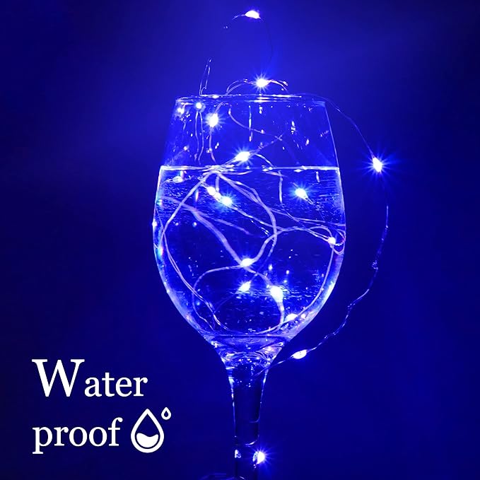 SmilingTown 15 Packs Fairy String Lights, 6.6FT 20 LED Battery Operated Silver Copper Wire Starry String Light for DIY Party Christmas Costume Wedding Easter Table Decorations (Blue)