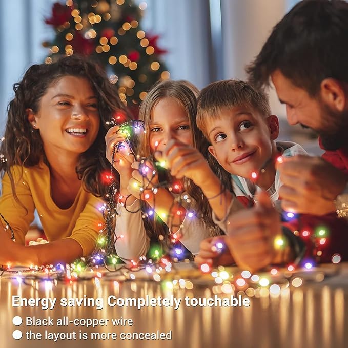 Quntis 164ft 2000 LED Cluster Christmas Lights - Dark Green Wire Christmastree Lights - Multicolor 8 Modes Outdoor Waterproof LED String Lights Plug in for Holiday Wedding Party Home Decor