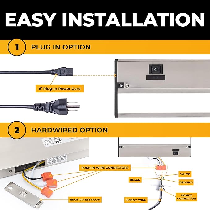 LED Under Cabinet Lighting Hardwired - 3CCT 32 Inch Satin Finish - Undercabinet Lights for Kitchen - Linkable Undercounter Dimmable Plug in Light or Hard Wired - Under Counter Fixture Direct Wire