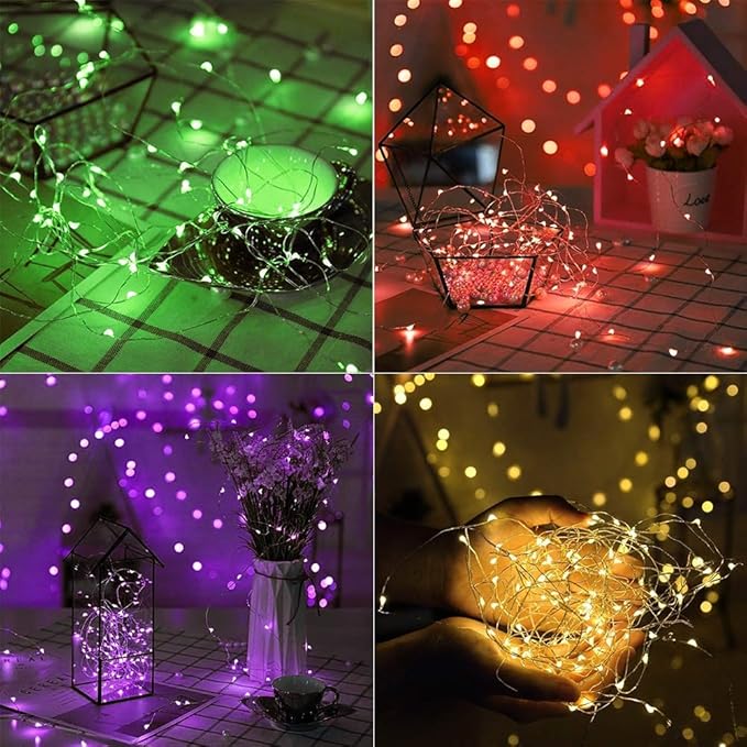 Twinkle Star Color-Changing Fairy Lights, 33Ft 100 LED Waterproof Mini String Lights Twinkle Lights, 16 Colors USB Silver Wire Lights with Adapter for Bedroom Room Garden Party Wedding Christmas Decor