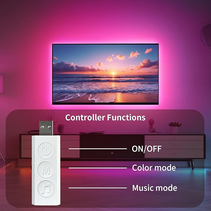 KSIPZE LED Lights for TV, 9.6ft TV led Backlight for 32-45 Inch TVs RGB TV Backlight Behind Music Sync Bluetooth APP & Touch Control TV LED Strip Lights USB Powered for Bedroom/Gaming