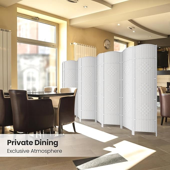 Folding Room Divider, Weave Fiber Privacy Screen, Extra Wide Room Screen Divider Separator, Decorative Separation Wall Divider, Freestanding Room (8-Panel)