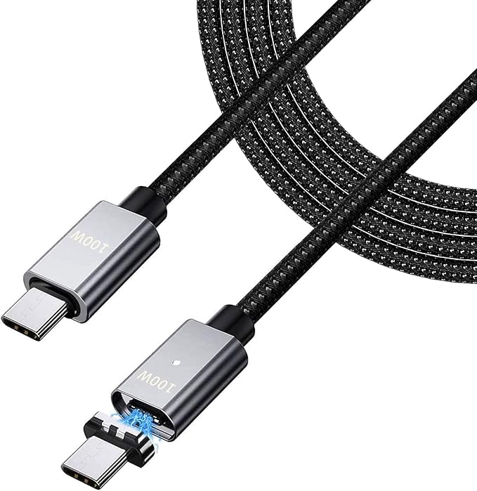 USB C Magnetic Cable (5ft I-Shape), USB2.0 Type C Cord with PD 100W Charge and 480Mbps Data Transfer, Compatible for MacBook Pro/Air iPad Pro and More USB C Devices