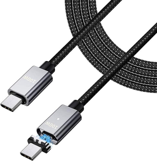 USB C Magnetic Cable (5ft I-Shape), USB2.0 Type C Cord with PD 100W Charge and 480Mbps Data Transfer, Compatible for MacBook Pro/Air iPad Pro and More USB C Devices