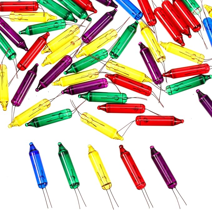 Mudder 200 Count 2.5V Christmas 50/100/150/200 Count Mini Incandescent Wire String Lights Replacement Bulbs Indoor/Outdoor Christmas Lights Decorations for Home Xmas Tree(Vibrant Color)