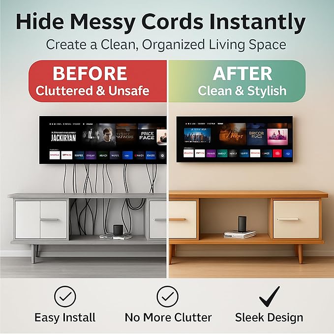 in-Wall Cable Management kit, Cord Hiding for Wall, Hide TV Wires When Mounting A TV, Includes Power & Low Voltage Cable Management, Includes Hole Saw Drill Attachment for Easy Install