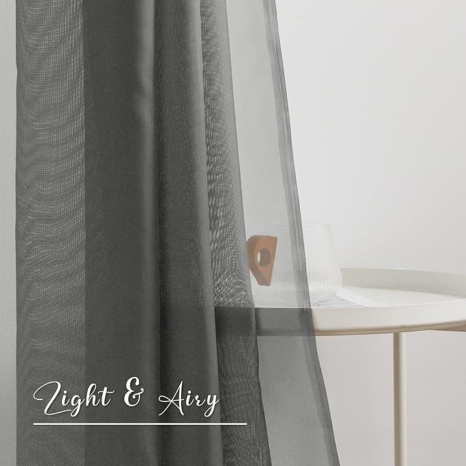 NICETOWN Bed Canopy Scarf Curtains Sheer Textured - Multifunctional Window Topper Scarf Home Decor Voile Valance for Party/Carnival (Sold Individually, W60 x L216, Dark Gray)