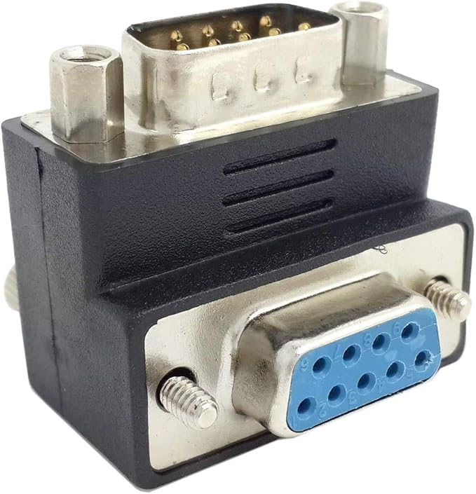 Toptekits DB9 Male to Female Adapter 90 Degree Downward, RS232 DB9 Pin Male to Female 90 Degree Changer Coupler Adapte Connector