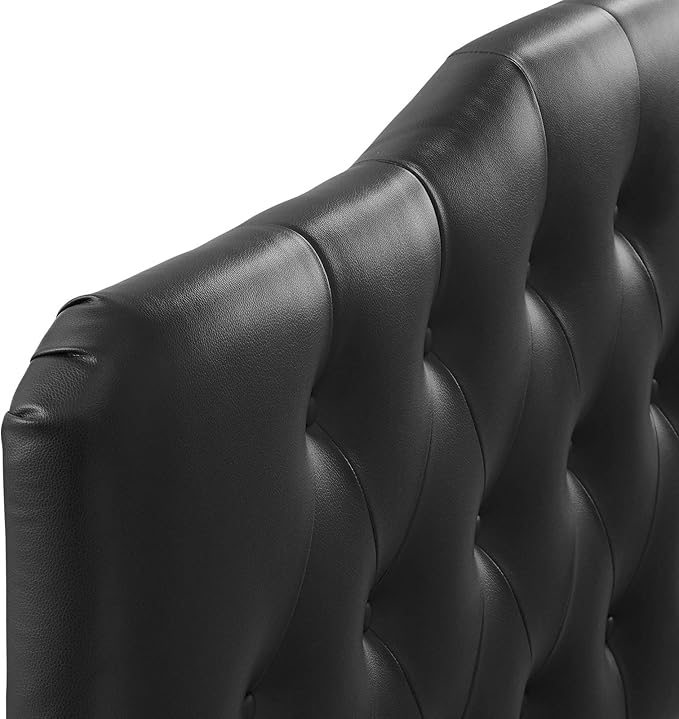 Modway Annabel Tufted Button Faux Leather Upholstered Queen Headboard in Black