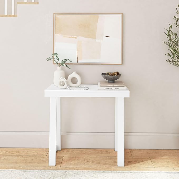 Plank+Beam Solid Wood Console Table, 36 Inch, Sofa Table, Narrow Entryway Table for Hallway, Behind The Couch, Living Room, Foyer, Easy Assembly, White