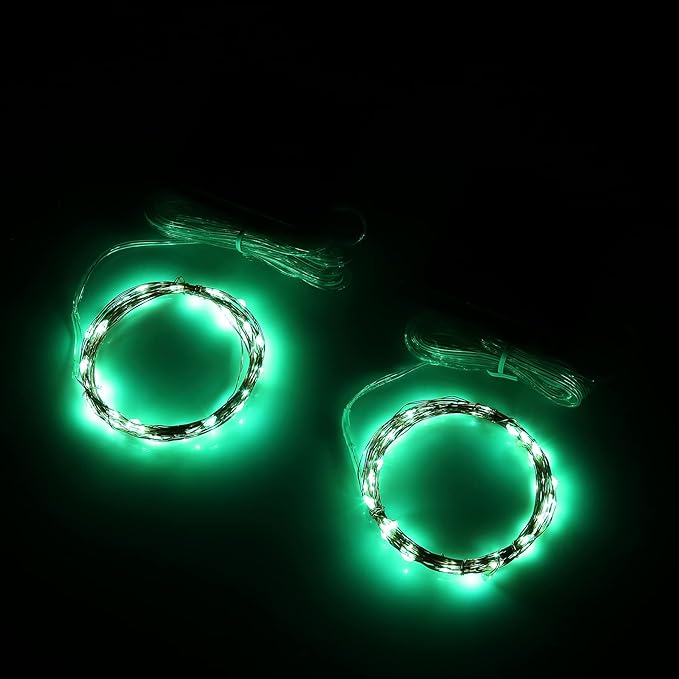 Magicnight Solar Mini Teeny Tiny Lights,Starry String Light for Garden Fairy,Tree,Railing,Arbor,Fence,16 Feet 50LEDs,2 Pack,Green Color