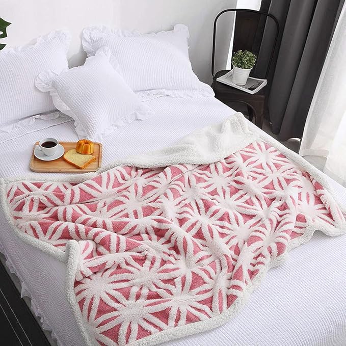 LOMAO Sherpa Fleece Blanket Fuzzy Soft Bed Blanket Dual Sided Throw Blanket fit Couch Sofa (Pink,51x63)