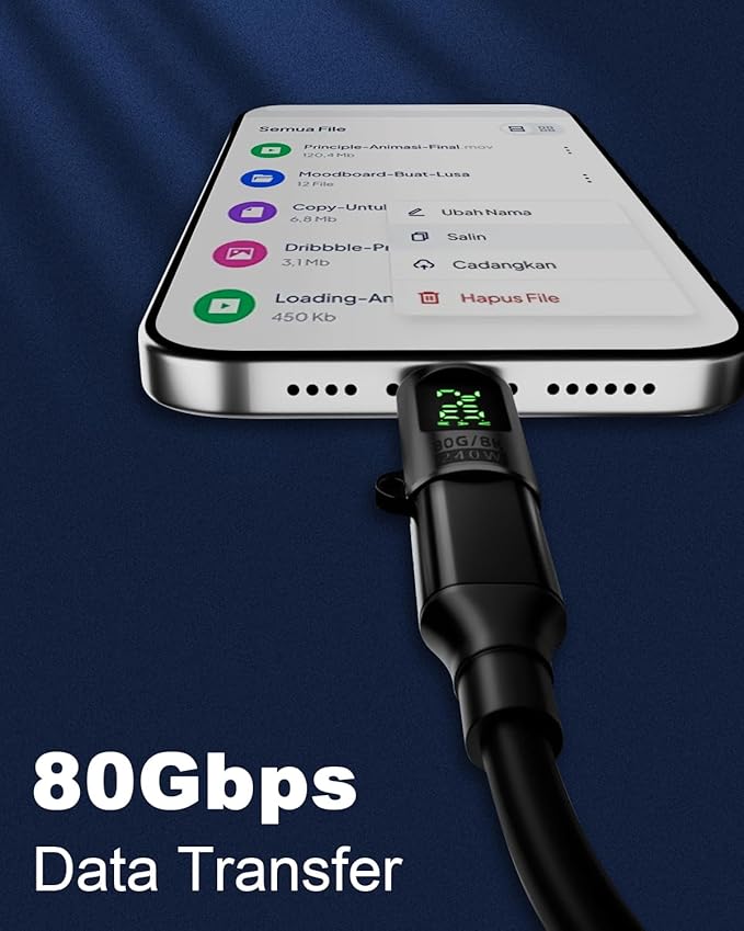 Duttek 80Gbps USB C Adapter with Digital Display, Thunderbolt 4 Connector 240W, 8K@60Hz, USB C Watt Meter Display Adapter for iPhone 16/15 Series,Thunderbol5/4/3, Game Controller, Black (2-Pack)