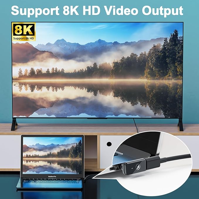 HanCenDa USB Type C Magnetic Adapter 2Pack, 24Pins 90 Degree USB C with PD 140W Charge 40Gbps 8K 60Hz Video for Thundebolt 3/4 MacBook Pro/Air Phone and More Devices