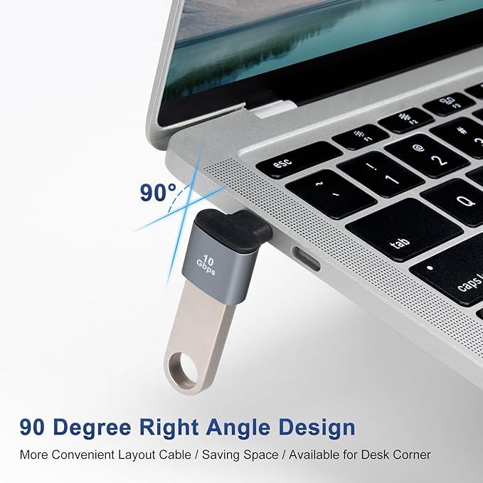 90 Degree USB C to USB 3.1 OTG Adapter (2 Pack), Right Angled USBC Type C Male to USB Female Adapter, 10G Data Transfer for Smartphone,Tablet, Laptop