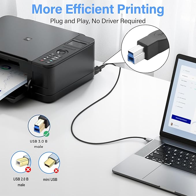 U S B Type C to B 3.0 Adapter USB-B Male to C Female Printer Convert Adapter,Type C to USB B Compatible with Printer,Scanner,External Hard Drivers Laptops and More Type-c Devices 2pcs