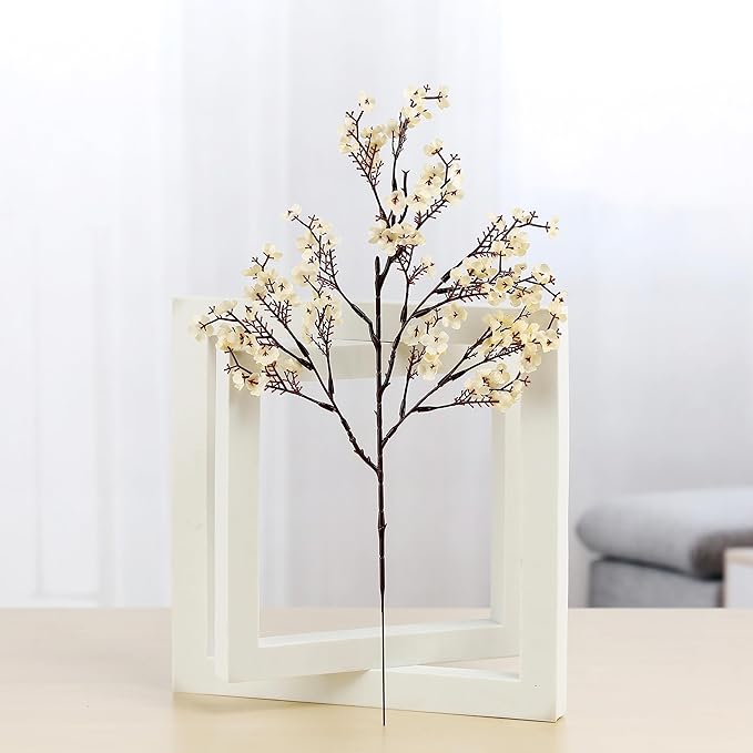 JAKY-Global Babys Breath Fabric Cloth Artificial Flowers 12 Bundle European Fake Silk Plants Decor Wedding Party Decoration Bouquets Real Touch DIY Home Garden (Champagne-12 pcs)