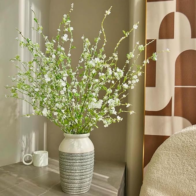 Melorca&Guilla Artificial Plants,4PCS 43.3" Green Snow Wilow Faux Branches for Vase Faux Greenery Stems,Artificial Branches Fake Plants for Shop Garden Office Home Décor