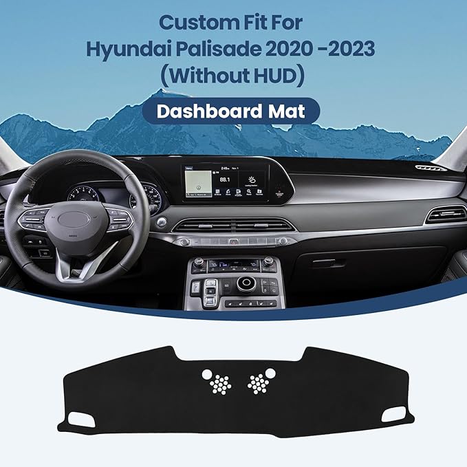 Dashboard Cover Mat Custom Fit for Hyundai Palisade 2020 2021 2022 2023 2024 2025 (Without HUD) Dash Cover Nonslip Dash Mat Protector Sunshade No Glare Black