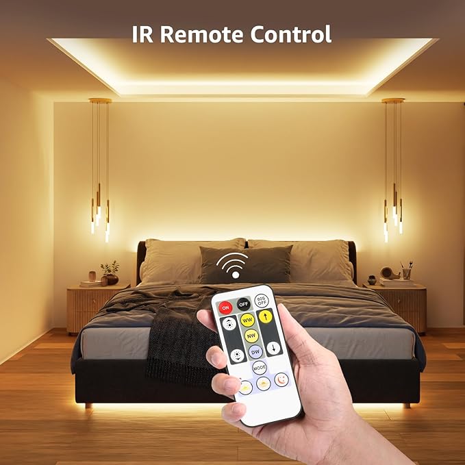 Lepro LED Tunable White Strip Light, Warm to Cool White, 16.4ft Dimmable Bright LED Tape Lights, 300 LEDs 2835, Strong 3M Adhesive, Not Cuttable, Suitable for Christmas Decorations, Home, Bedroom