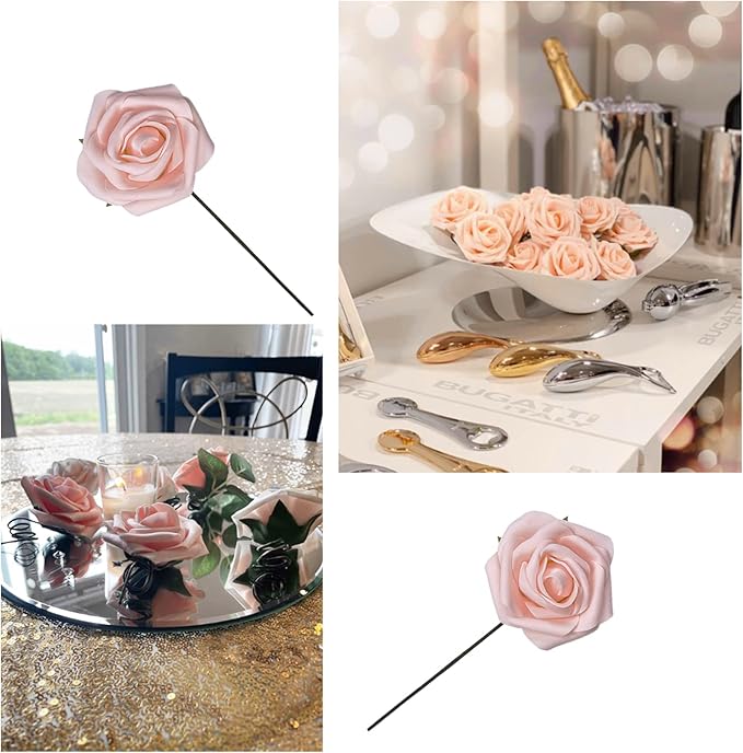 Artificial Flowers 25pcs Fake Roses, Pink Foam Rose Faux Flower for DIY Wedding Bouquets Bridal Shower Centerpieces Floral Arrangements Home Decorations Party Backdrops Table